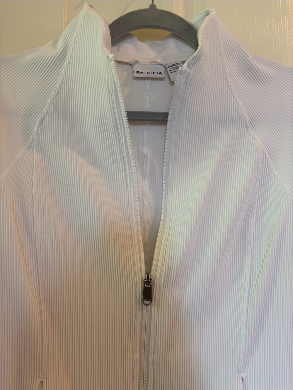 Athleta White Ribbed Zip-Front Jacket - Picture 3 of 6